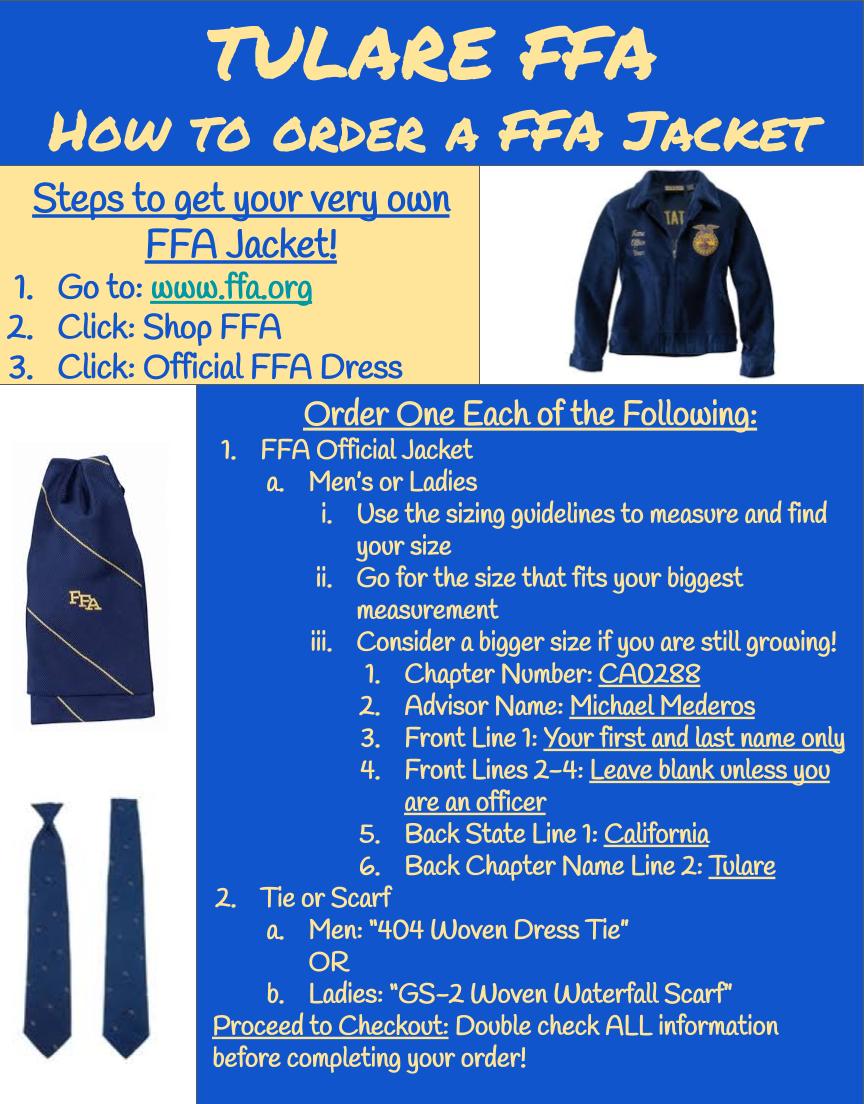 How to order an FFA jacket